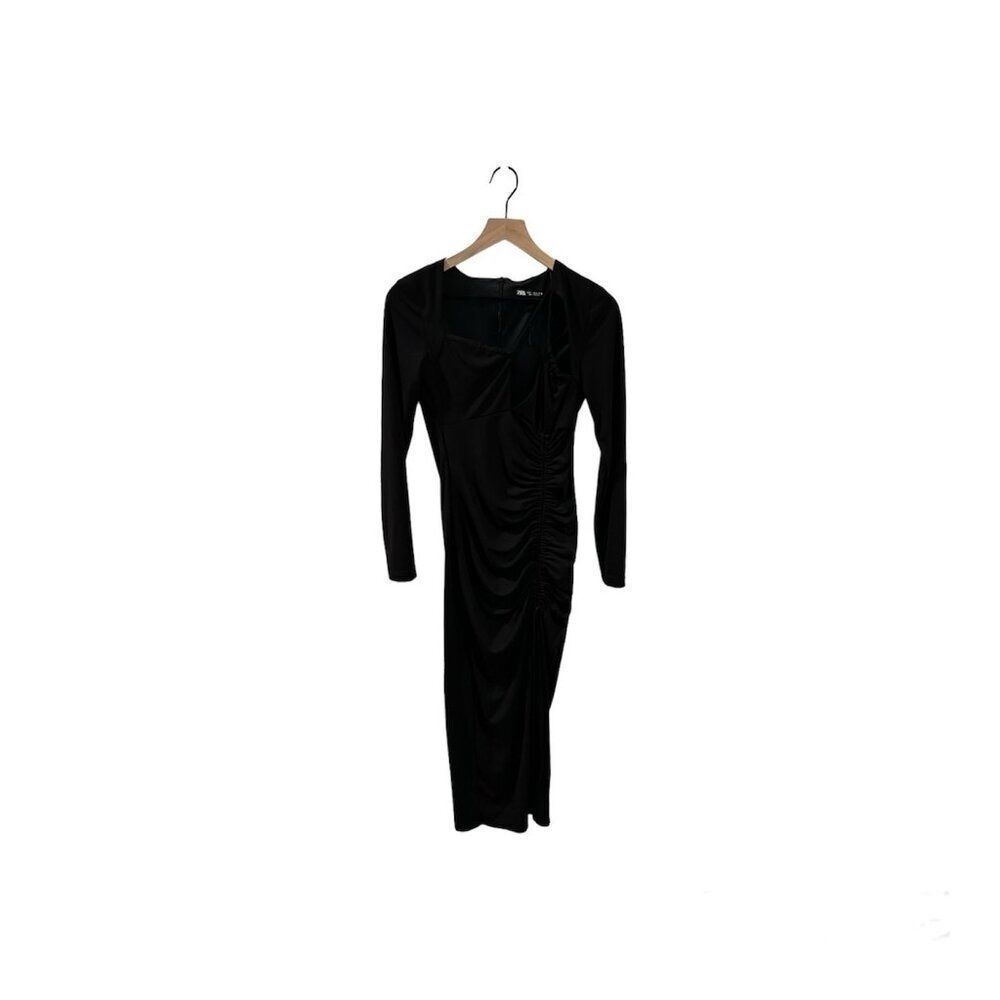 Zara NWOT Evening Semi Cut Out Ruched Size M Long Dress